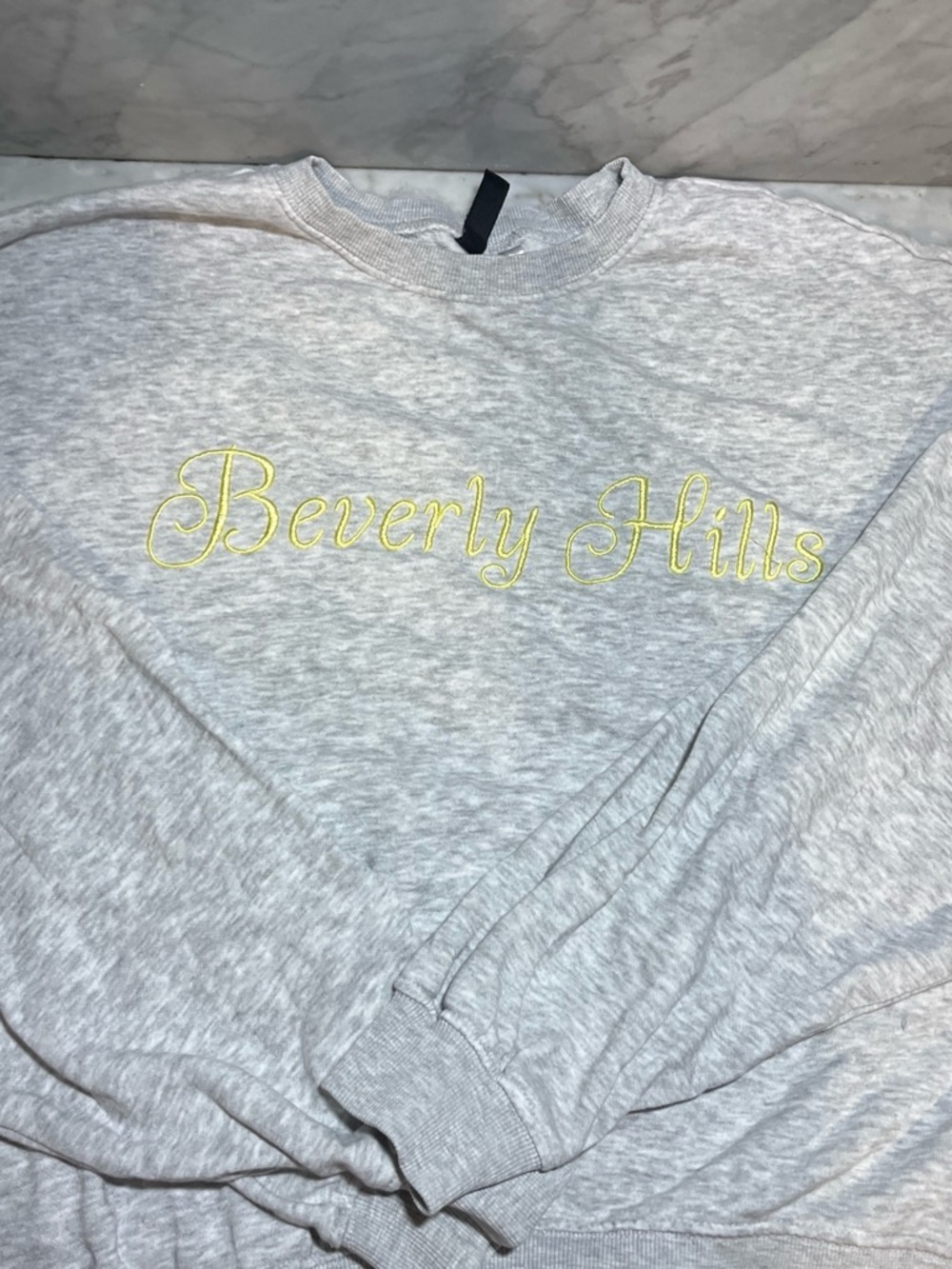 H&M Gray Crewneck Sweatshirt with Yellow Beverly Hills Embroidery